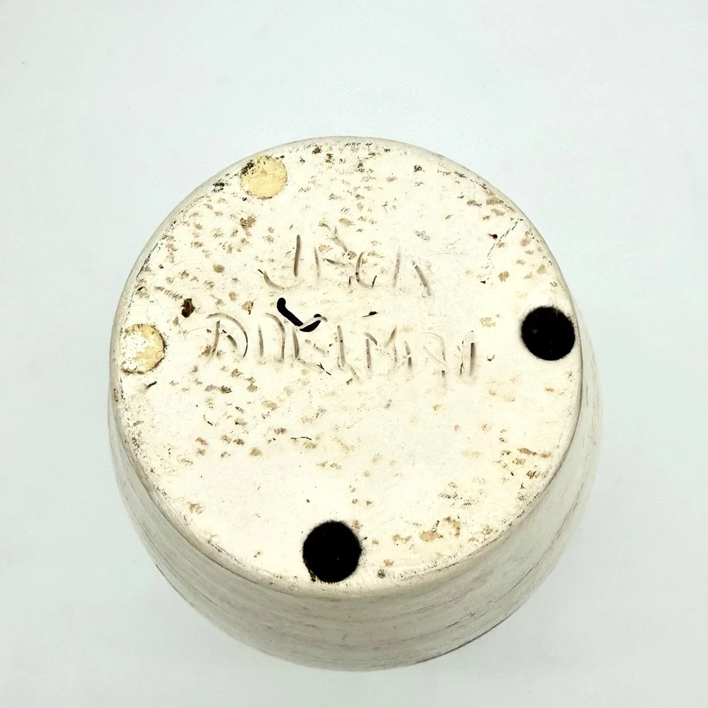 Jack Adelman Studio Pottery Horsehair Raku Vase Abstract‎ Cream Black 7.25